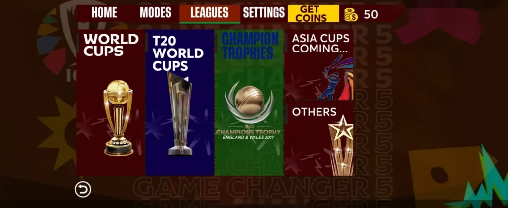 game changer 5 t20 and odi worldcup menu